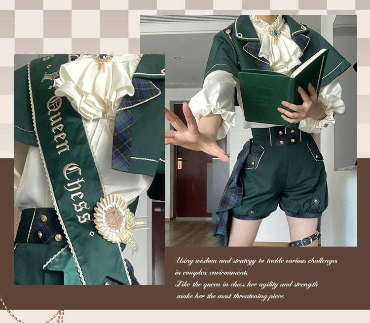 Forest Fluorescent Carps - Queen's Chess - Ouji Lolita Prince Outfit Lolita Cape Shirt Shorts Set
