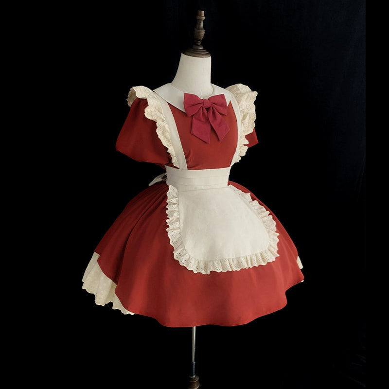 With PUJI~KissKiss~Maid Lolita OP Dress Pleated Lace Multicolor Dress (L M S) 37794:597942