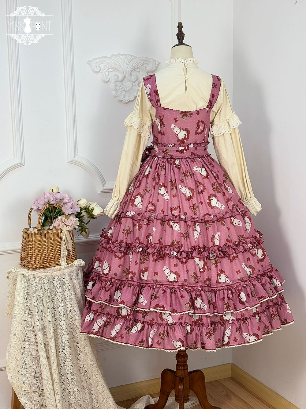 Miss Point~Forest Berry Bunny~Sweet Lolita JSK Elegant Bunny Print Dress 41972:721104