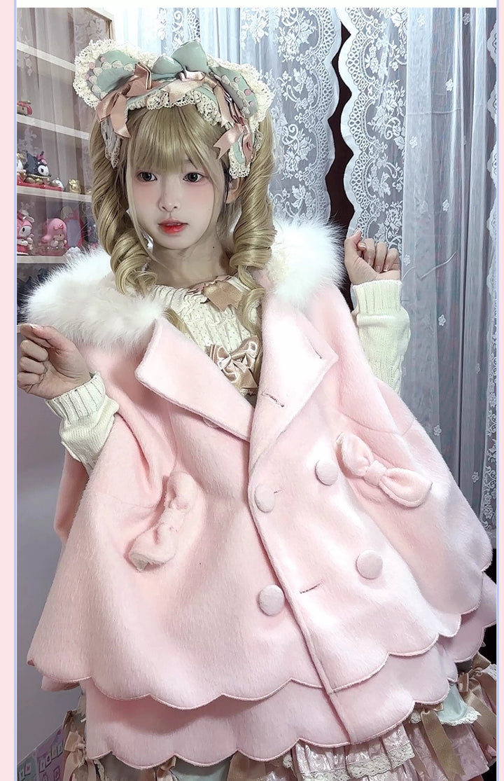 Yayizi~Sweet Lolita Cape Winter Plush Lolita Coat 41364:691482