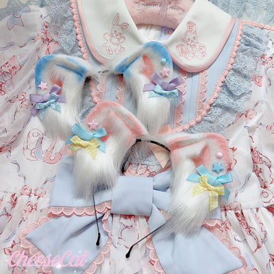 (Buyforme)Cheese Cat~Sweet Lolita Dog Ears Shaped KC Multicolor a pink dog ears KC  