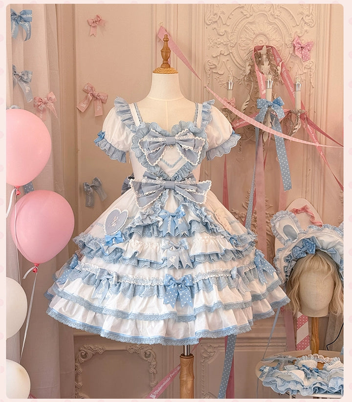 Mademoiselle Pearl~Bow Rabbit~IP Collab Sweet Lolita OP in Multiple Styles 43054:763929