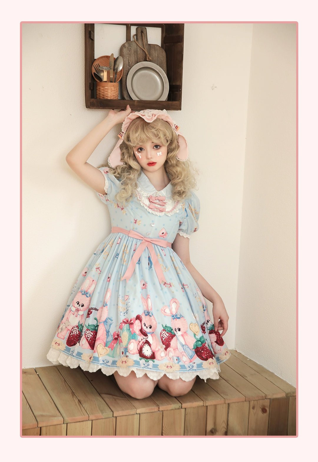 Doll tea party~Showa Rabbit~Kawaii Lolita Dress Summer Sweet Lolita OP JSK