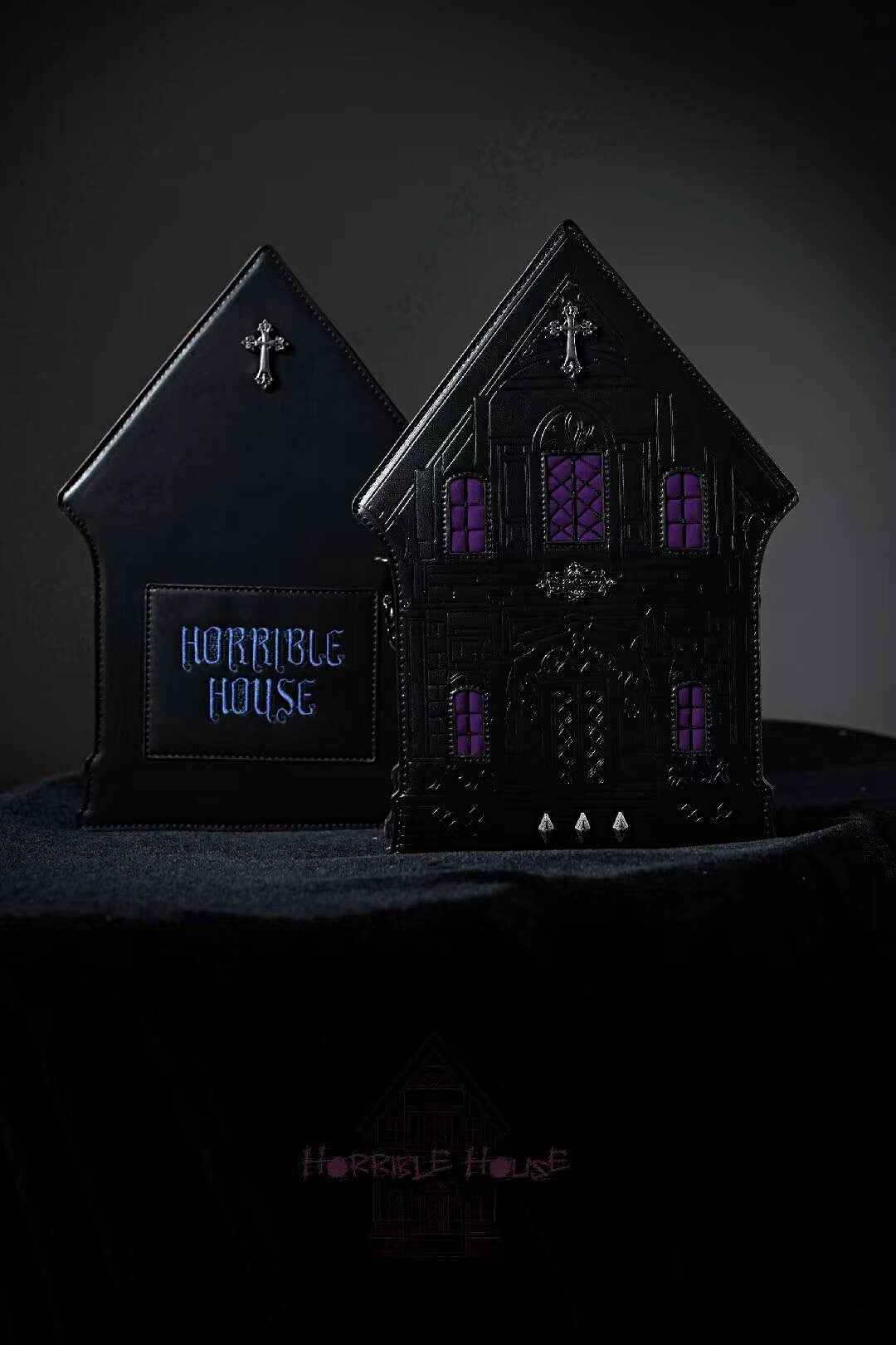 LilithHouse~Horror House~Gothic Lolita Handbag PU Crossbody Bag Purple window