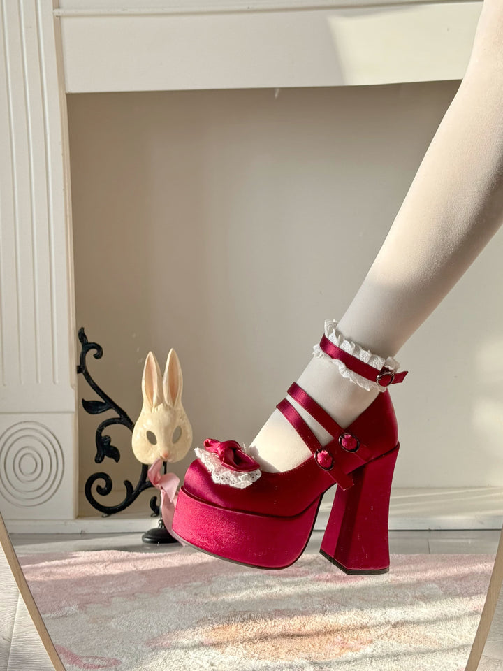 Pure Tea For Dream~Otome Fairy Tale~Sweet Lolita Shoes High Platform Satin Heels 42091:726160