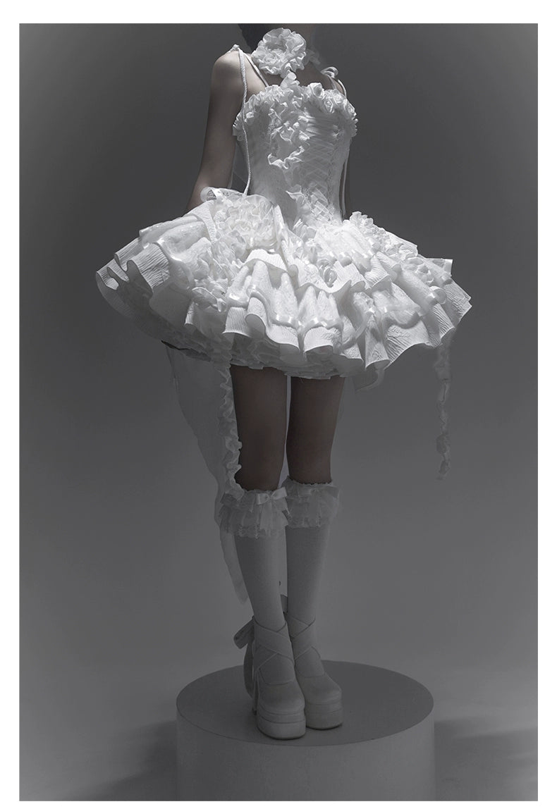Silent Manor - White Gothic Lolita Fishbone JSK Dress 43499:777813