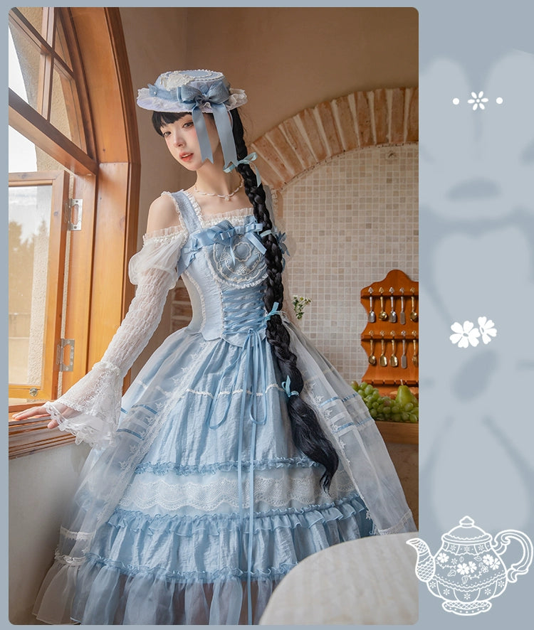 Mademoiselle Pearl~Antique Porcelain~Vintage Lolita Dress Elegant OP JSK   