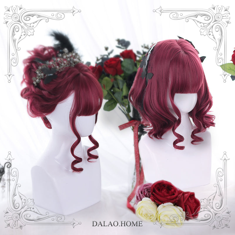 Dalao Home~Mango~Kawaii Lolita Gentle Short Curly Red Wig star red  