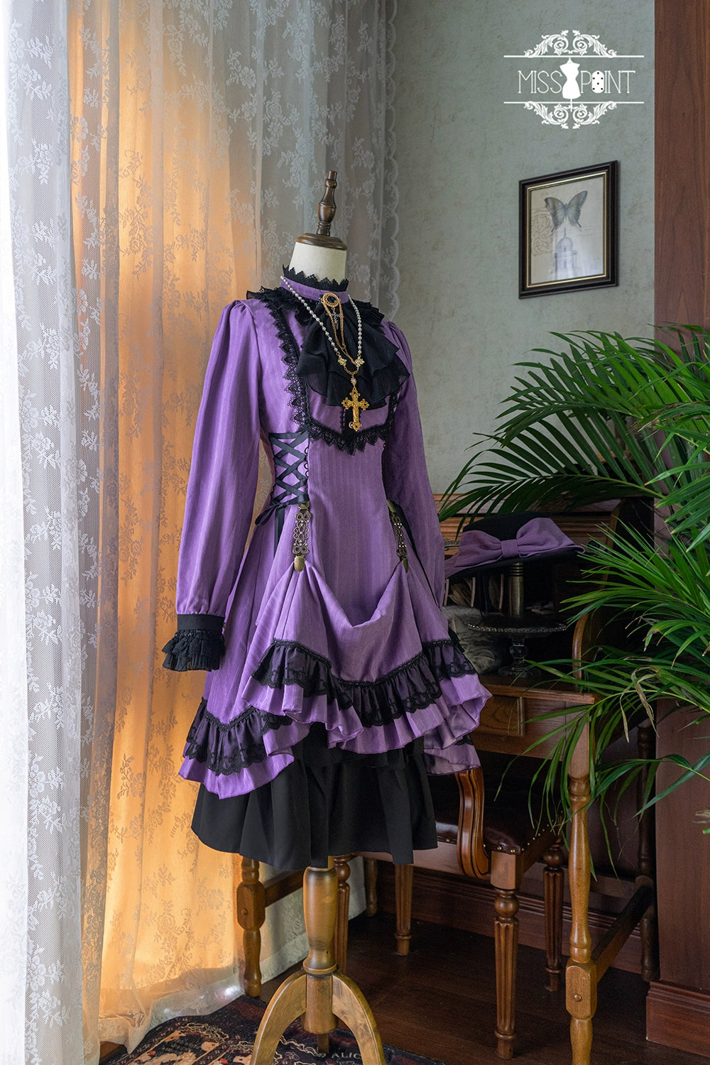 Miss Point~Perintz Manor~Gothic Lolita OP Long Sleeve Retro Lolita Dress   