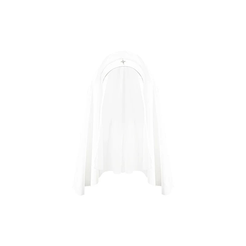 Nihil - Gothic Nun Lolita OP Dress, Irregular Hem Cape 44717:819766