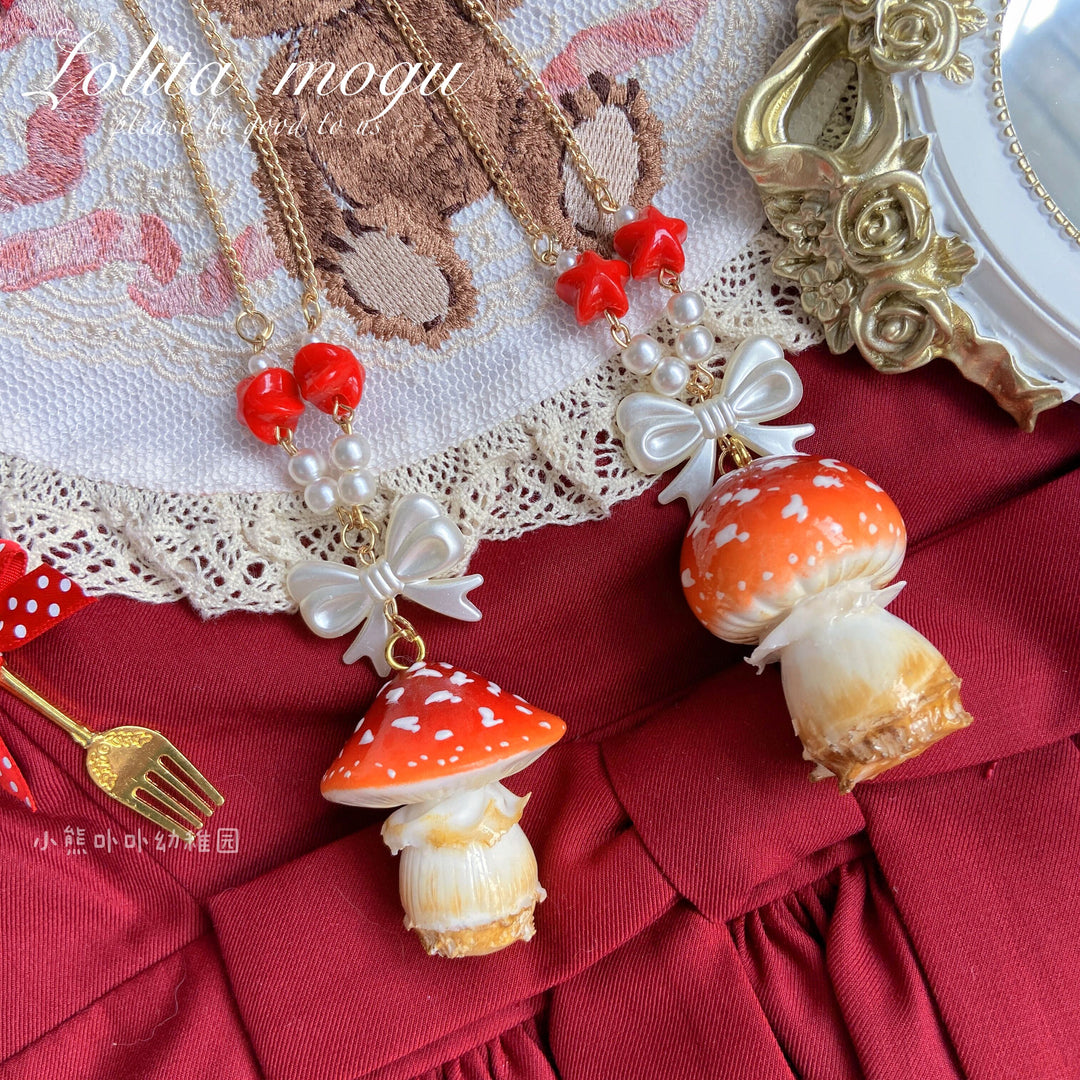 Bear Doll~Handcraft Kawaii Lolita Mushroom Necklace   