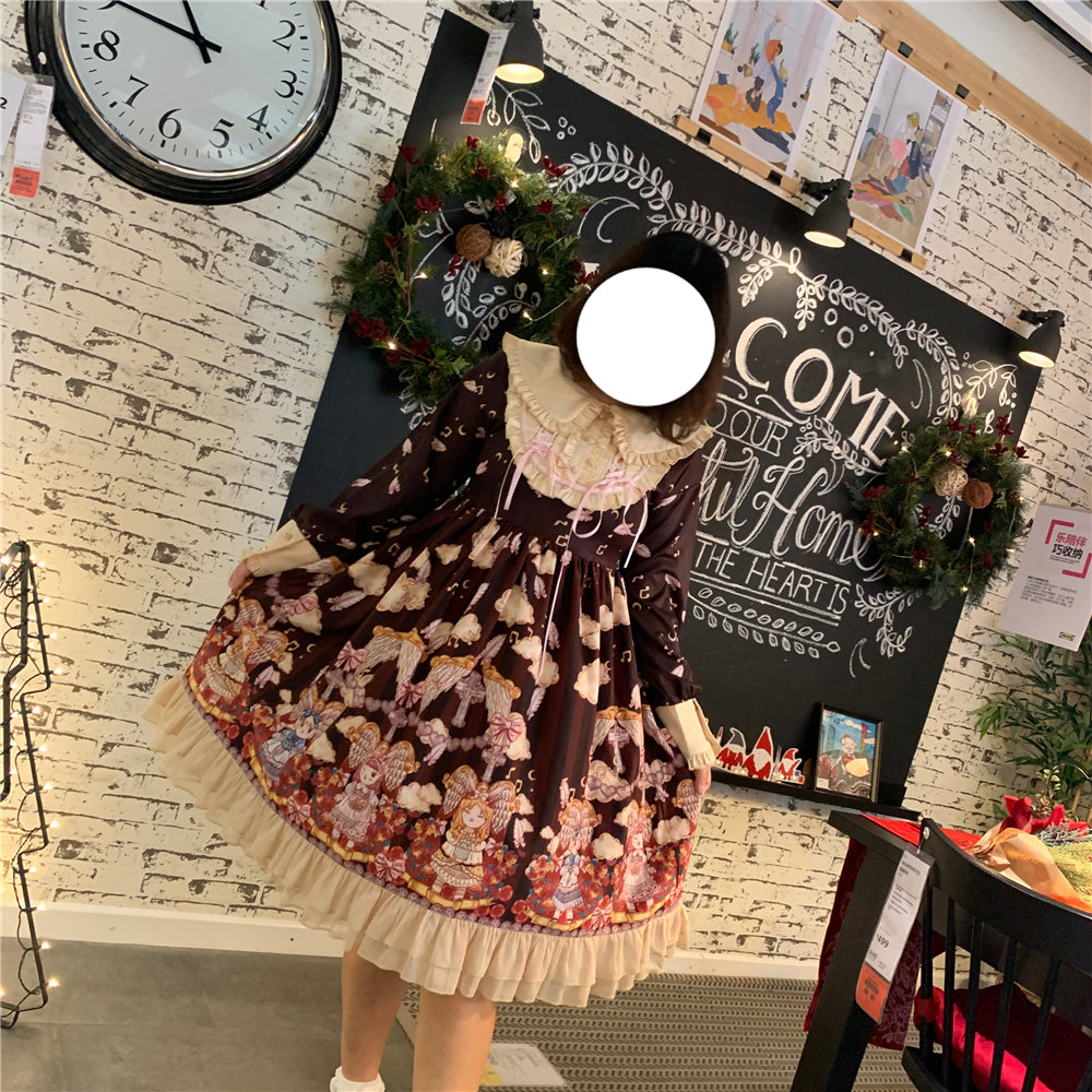 Niu Niu - Heavenly Movement - Plus Size Lolita OP Dress Vintage Long Sleeve