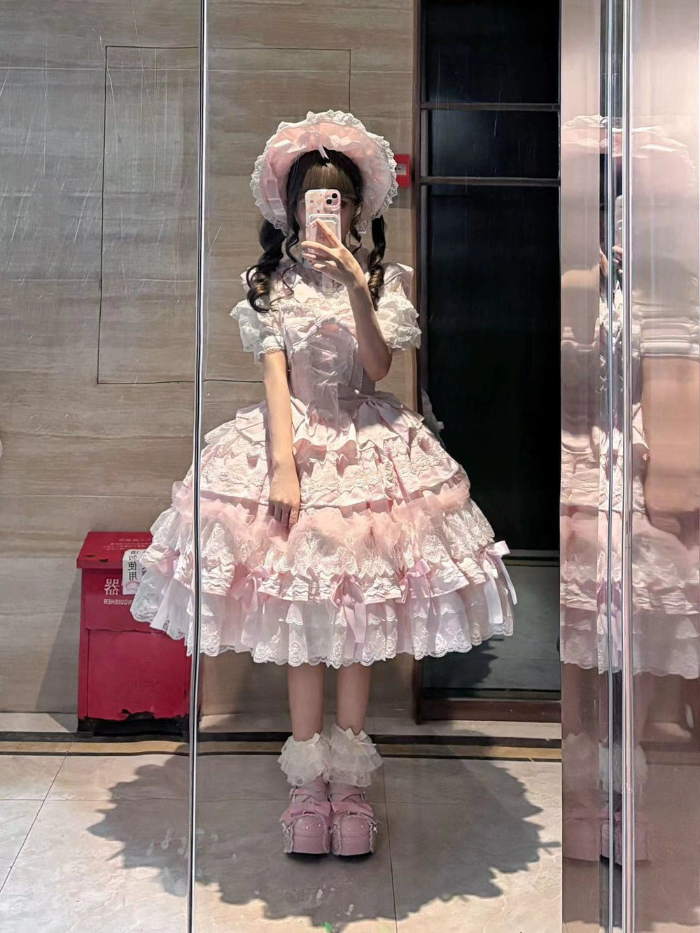 NyaNya~Talia~Sweet Lolita Jumper Dress Set Lolita OP Dress Pink JSK S - Dress only 