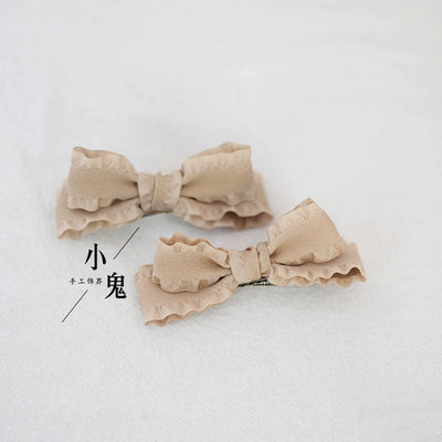 (BFM)Xiaogui~Cute Lolita Headwear Ponytail Hairclips Daily Lolita Accessories a pair of champagne-colored hairclips  