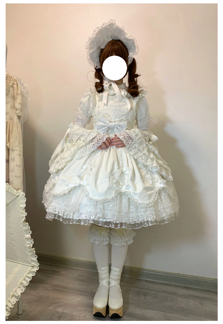 (BFM)The Seventh Doll~Sweet Diary SP~Vintage Lolita Jumper Dress Petal-like Hem JSK Headdress Set   