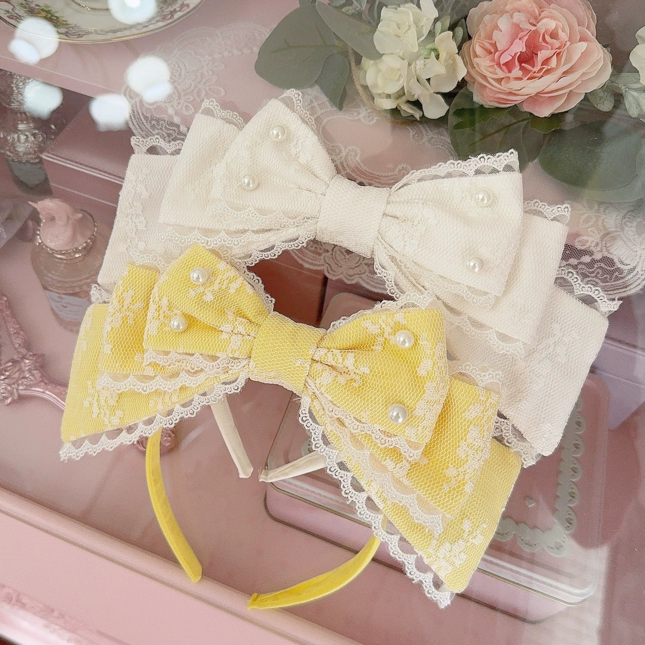 (Buyforme)Cheese Cat~Sweet Lolita KC Lace Butterfly Lolita KC with Pearl 15210:636632