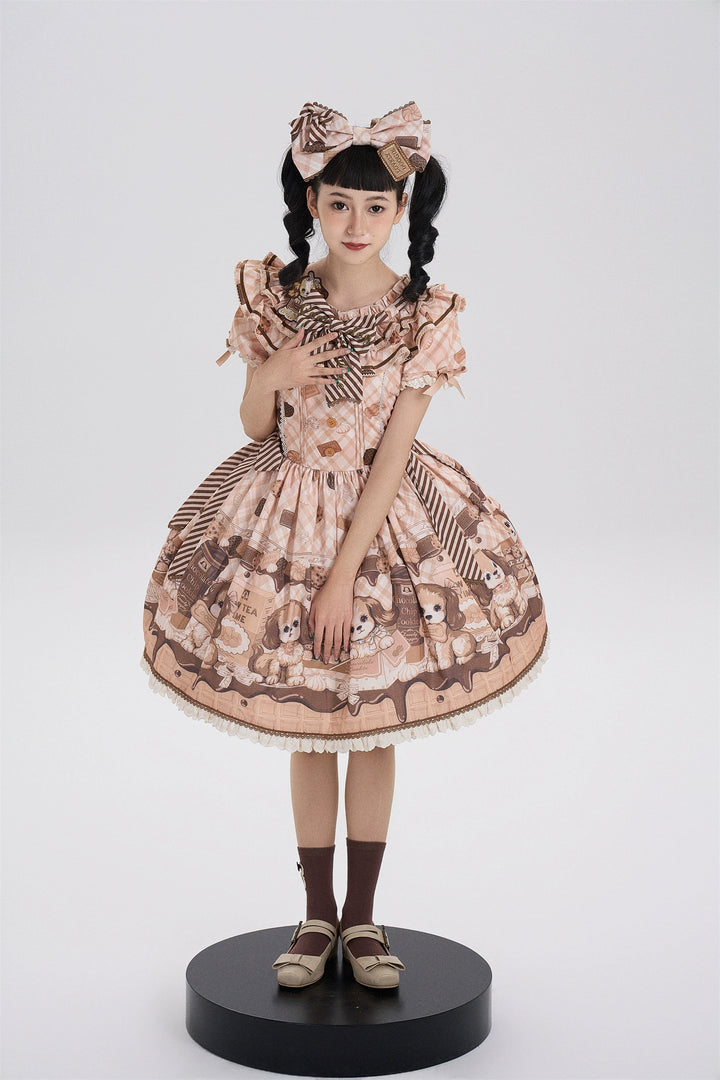 Babyblue~Dog Bakery~Old School Lolita OP Dress Sweet Dress with Accessories