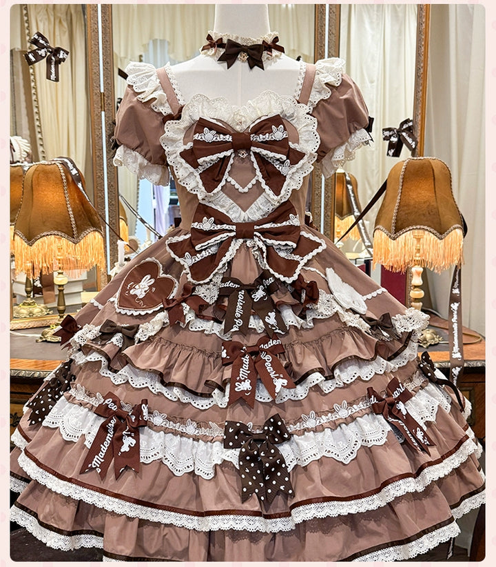 Mademoiselle Pearl~Bow Rabbit~IP Collab Sweet Lolita OP in Multiple Styles 43054:763933