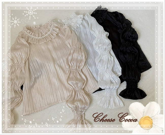 Cheese Cocoa~Star Drop Ceremony~Elegant Lolita Blouse Puff Sleeve Long Sleeve Shirt free size white 