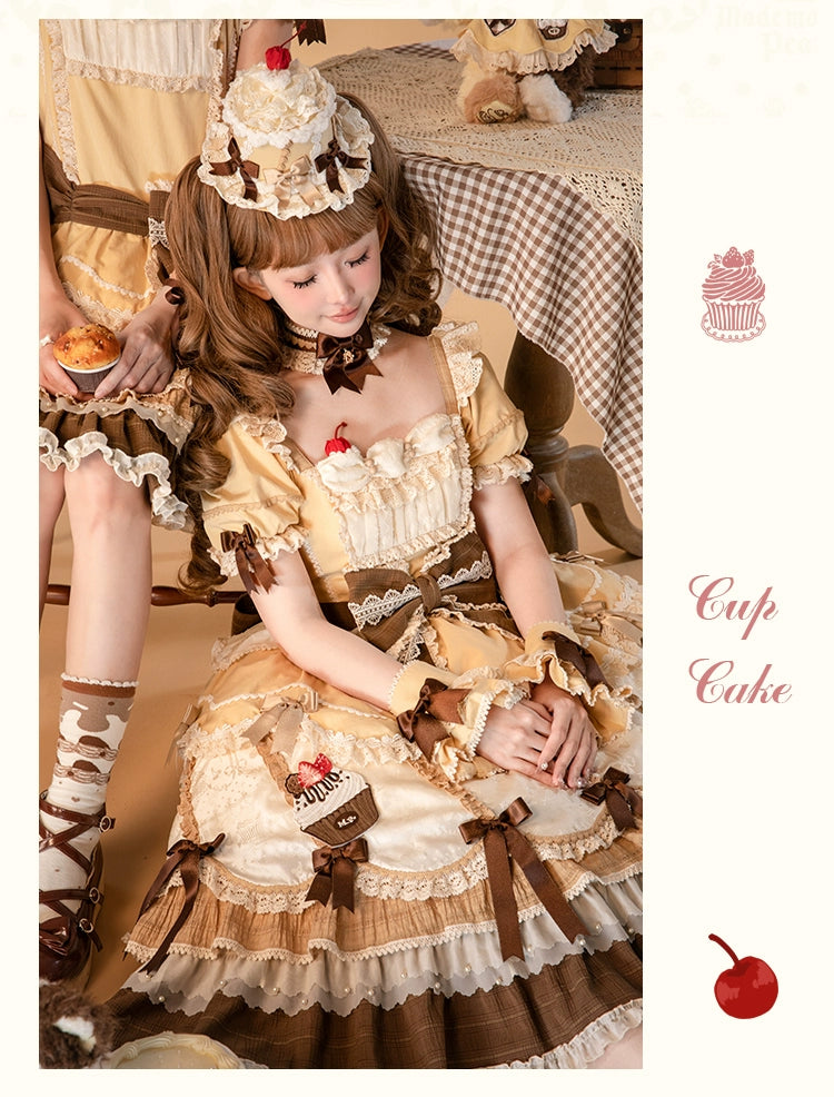 Mademoiselle Pearl~Cup Cake~Sweet Lolita OP Dress Kawaii Lolita JSK SK   