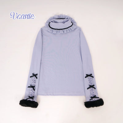 (Buy for me) Vcastle~Sweet Lolita High-neck Long Sleeve Sweater S purple-black 