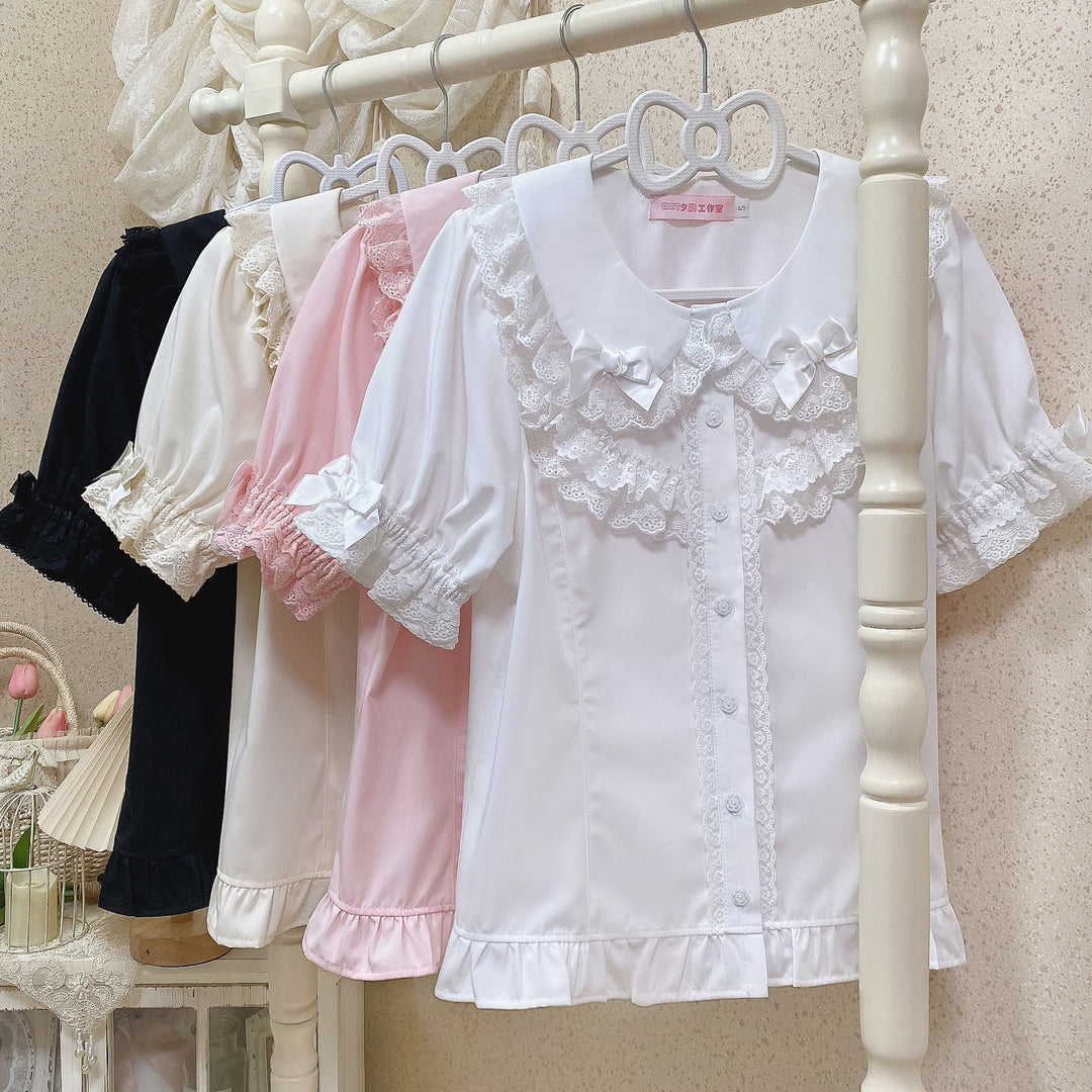 MIST~Summer Time~Kawaii Lolita Shirt with Peter Pan Collar and Short Sleeve