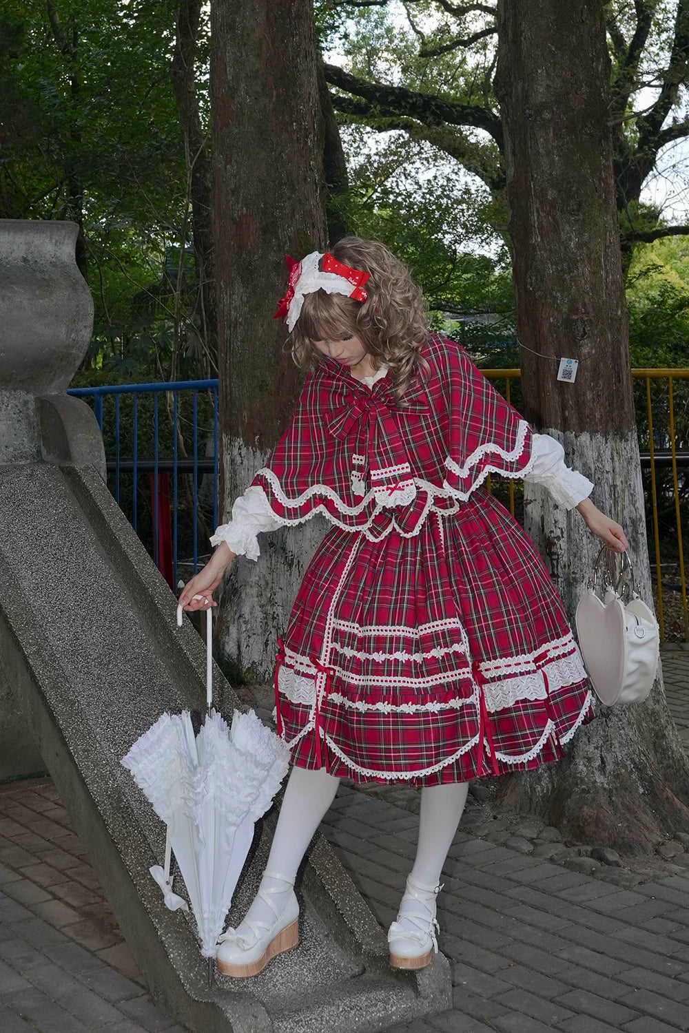 Plaid Petal Bunny - Old School Lolita Plaid JSK Dress, Side Pockets 44674:818471