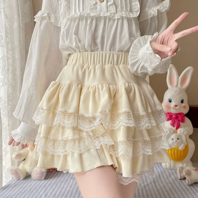 Sugar Girl~Kawaii Lolita Skirt Lace Cake Short SK   