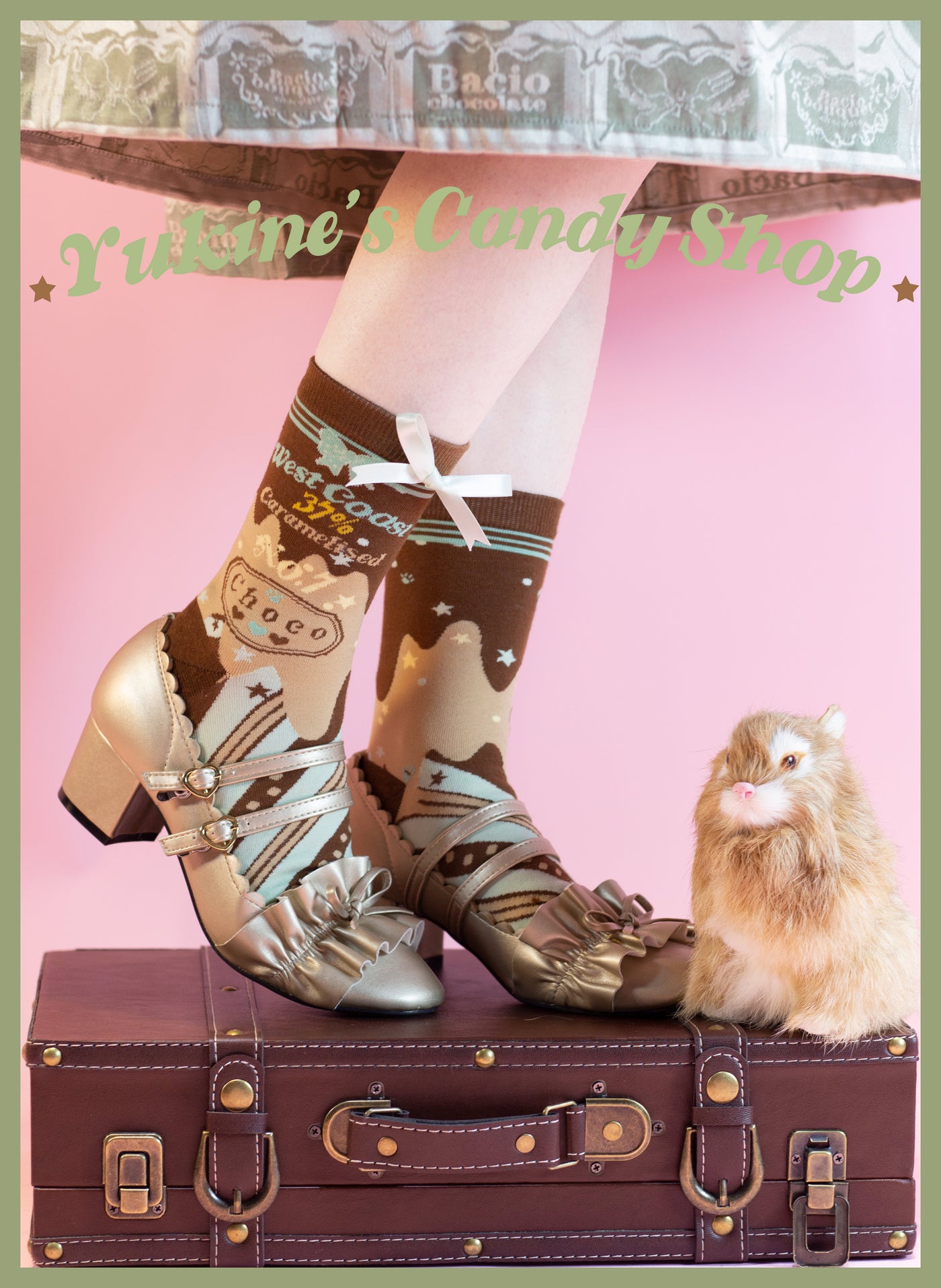 Yukines Box~Kawaii Lolita Chocolate Color Cotton Socks short socks mint-chocolate 