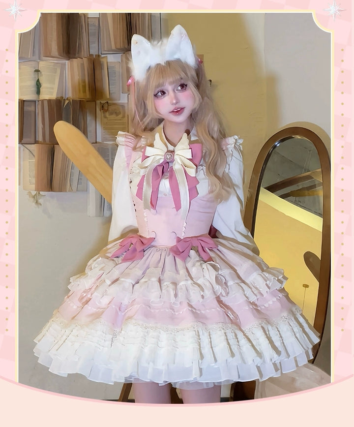 Sakurahime~Cupid Overture~Sweet Pink Lolita Jumper Dress Bust-Supporting JSK