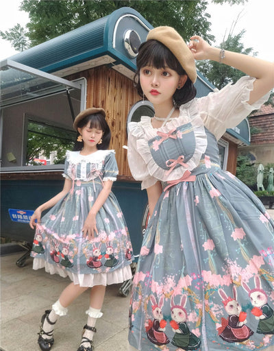 Niu Niu~Picnic bunny girl~Plus Size Sweet Lolita Dress 2XL caesious OP 