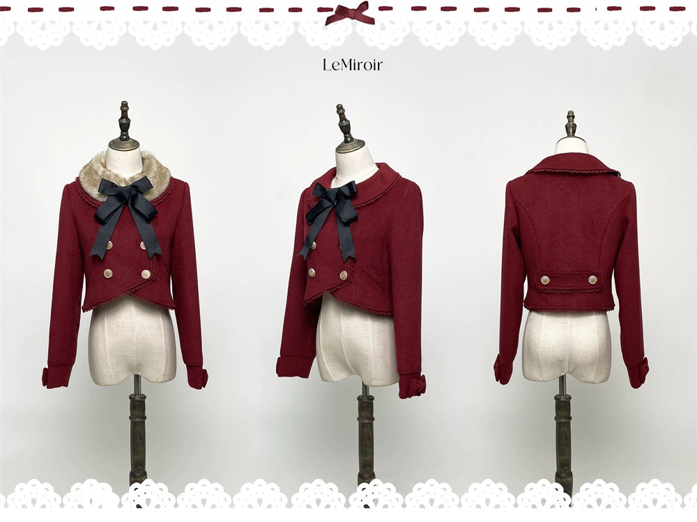 LeMiroir~Winter Solstice Coat~Sweet Lolita Woolen Coat Embroidery Skirt Short Outwear (L M S XL) 40360:657034