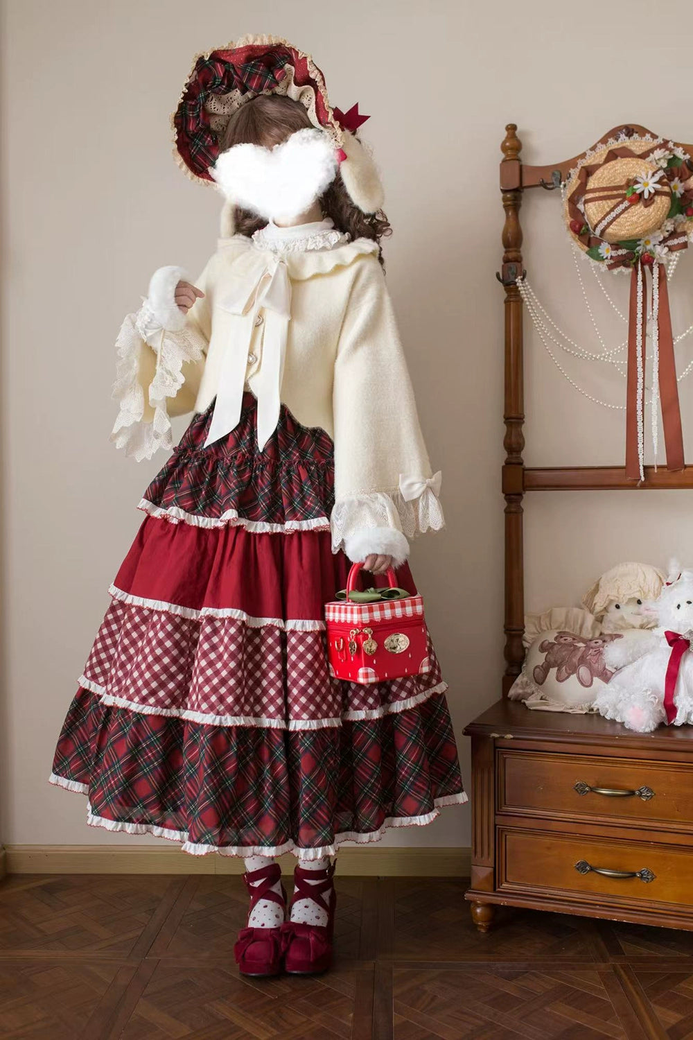 Miss Point~Forest Berry Bunny~Sweet Lolita Plaid Skirt Tiered Ruffles Spring SK