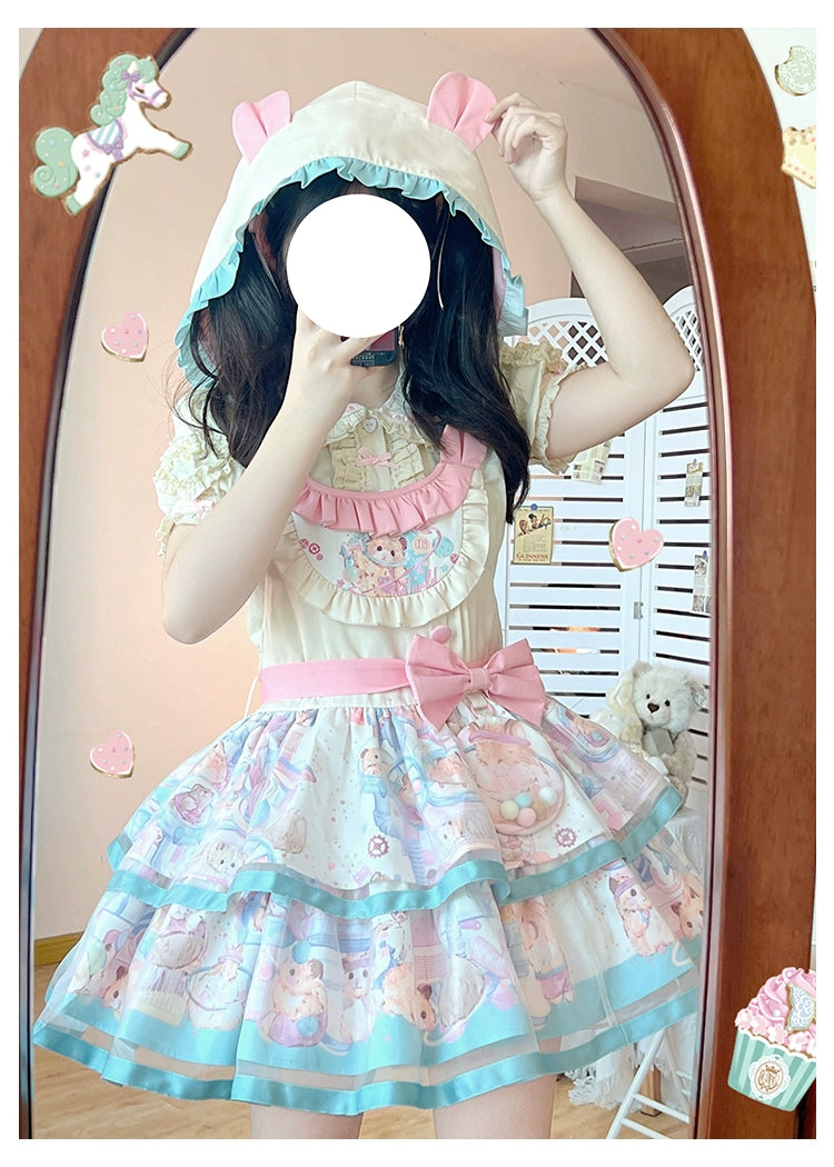 Mewroco~Sweet Lolita Dress Suit Salopette and Hoodied OP