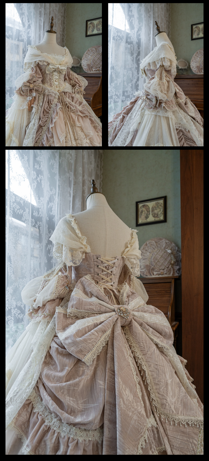 Guaji~Isabella~Wedding Lolita OP Bridal Dress with Tiered Petticoat and Trailing 42885:756858
