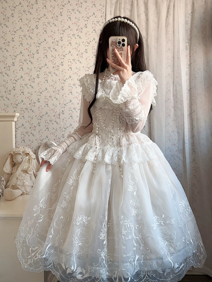 AuroraBorealis~Moonshadow~Gorgeous Wedding Lolita Dress Set Embroidered JSK SK and Bodice 41640:708800