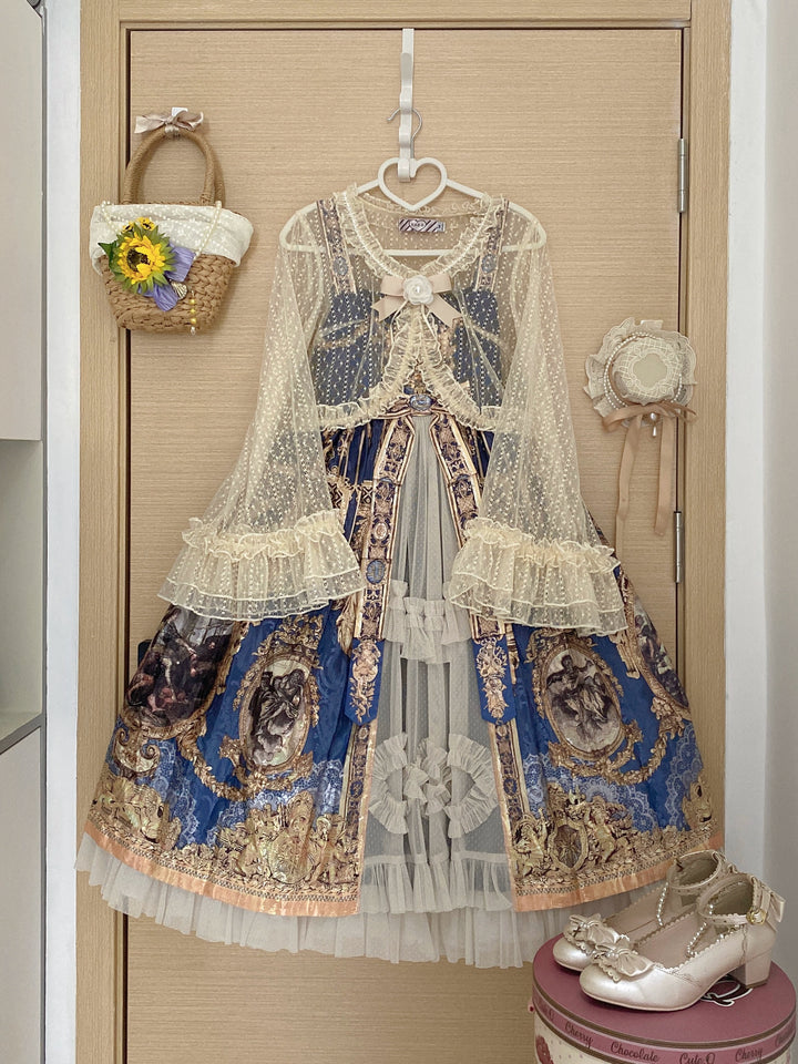 Magic Tea Party~Flower~Classic Lolita Tulle Cardigan with Princess-Sleeves Ivory tulle cardigan only M