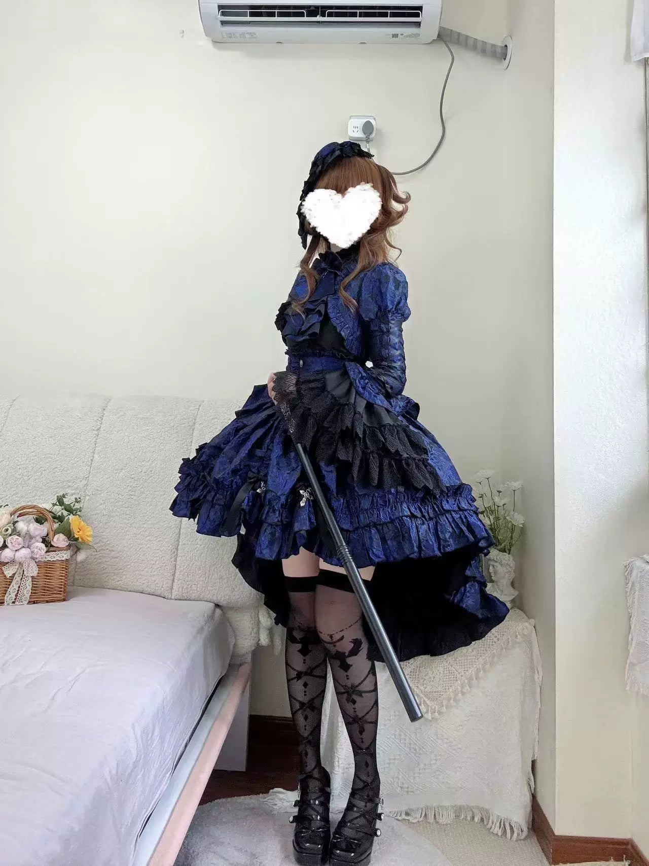 Cross Nocturne - Gothic Lolita Corset Dress Set, High-low Hem & Cross