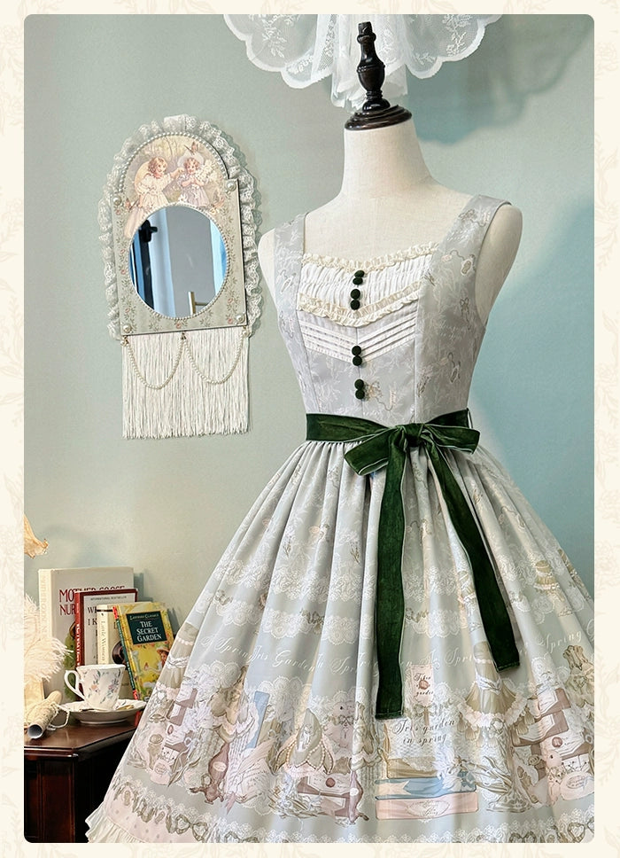 Alice Girl~Iris Study Room~Classic Lolita JSK Elegant Lolita Dress With V-neck   