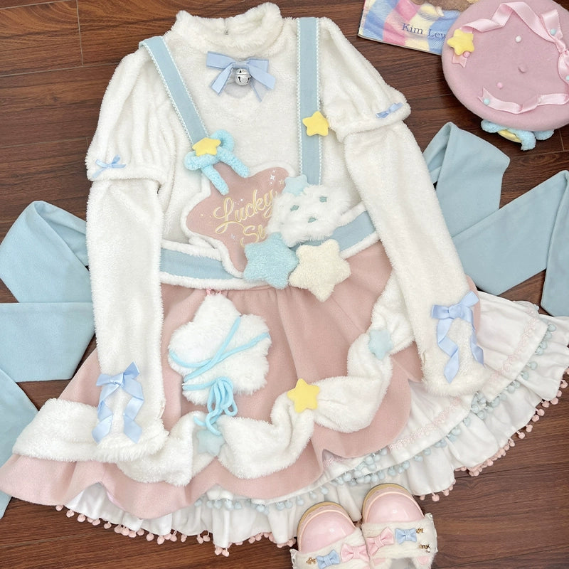 Mewroco~Lucky Star~Winter Sweet Lolita SK Kawaii Cat Ear Cape Suit (L M S XL) 40052:649940