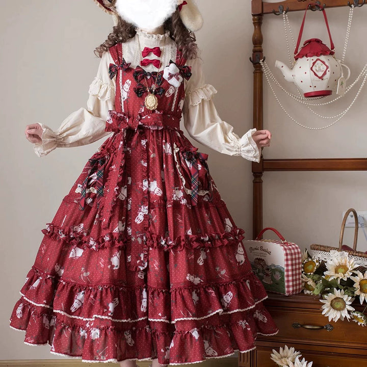 Miss Point~Forest Berry Bunny~Sweet Lolita JSK Elegant Bunny Print Dress