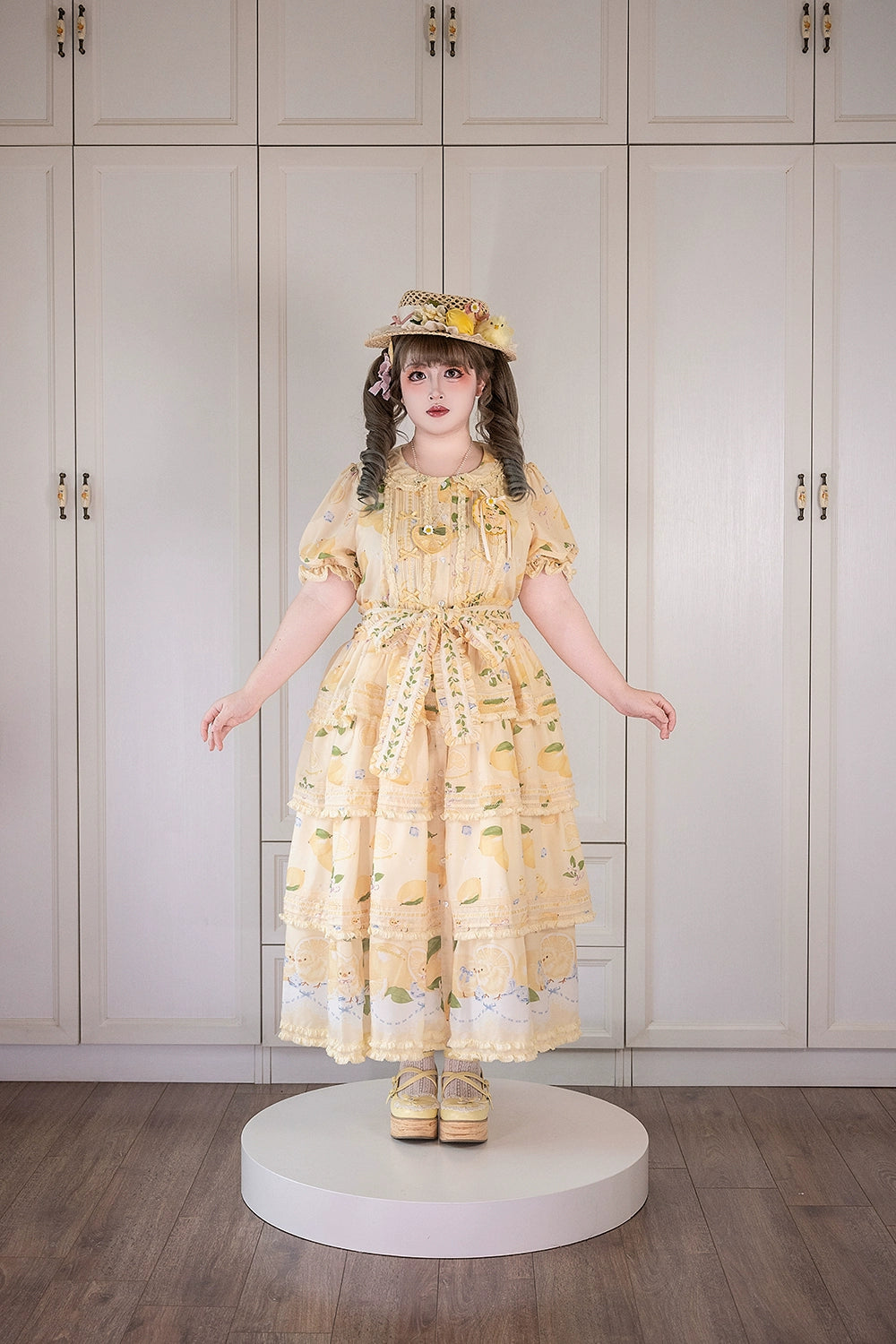 Miss Point~Lemon Chick~Country Lolita Printed OP With Button Front 42984:760422