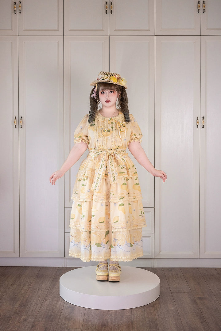 Miss Point~Lemon Chick~Country Lolita Printed OP With Button Front 42984:760422