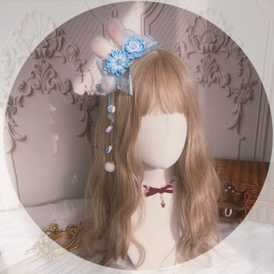 (Buyforme)Chestnut Lolita~Lolita Cat Ears Hair Clips for Daily Hanfu blue rabbit ears hairclip (1 pcs only)  