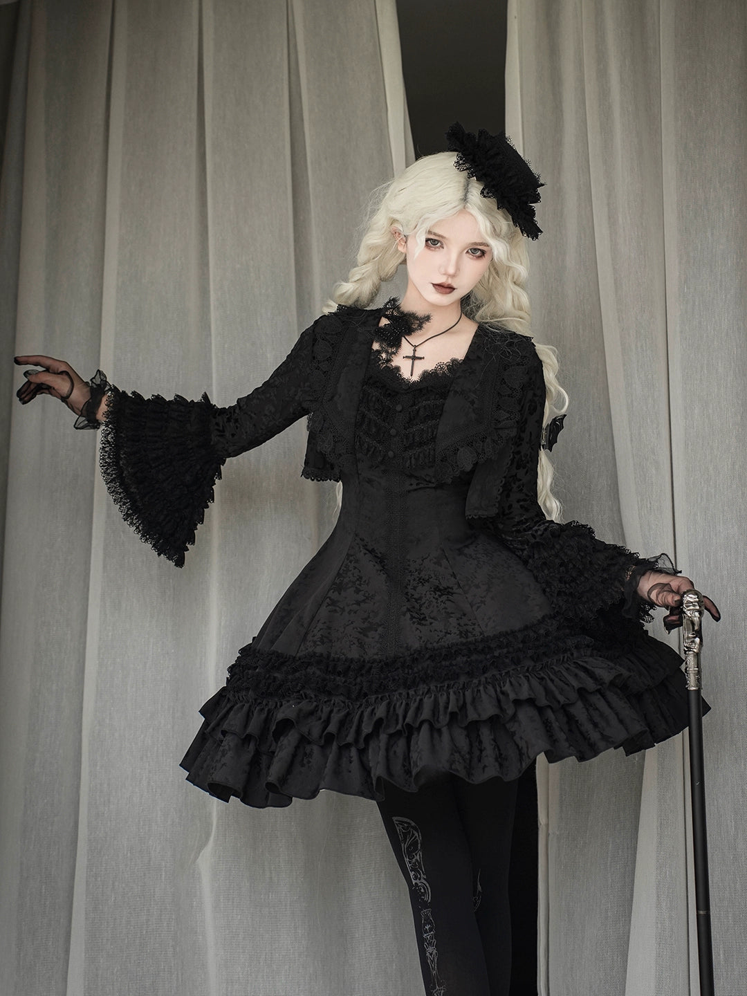 MILU ORIG - Six-Panel Gothic Lolita JSK Dress, Tiered Ruffles