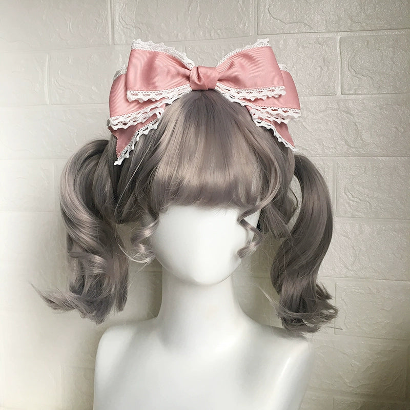 Qingyi Handmade~Sweet Lolita KC Multicolor Bow Lolita Headwear Peach pink  