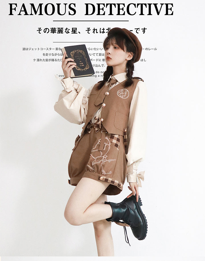 Steamed stuffed pig~Famous Detective Goose~Ouji Lolita Shorts Set
