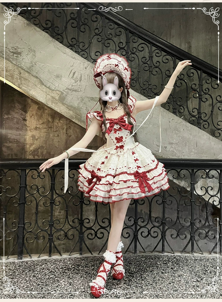 Sakurahime - Velour Love - Princess Sweet Lolita JSK Dress, Tiered Ruffles