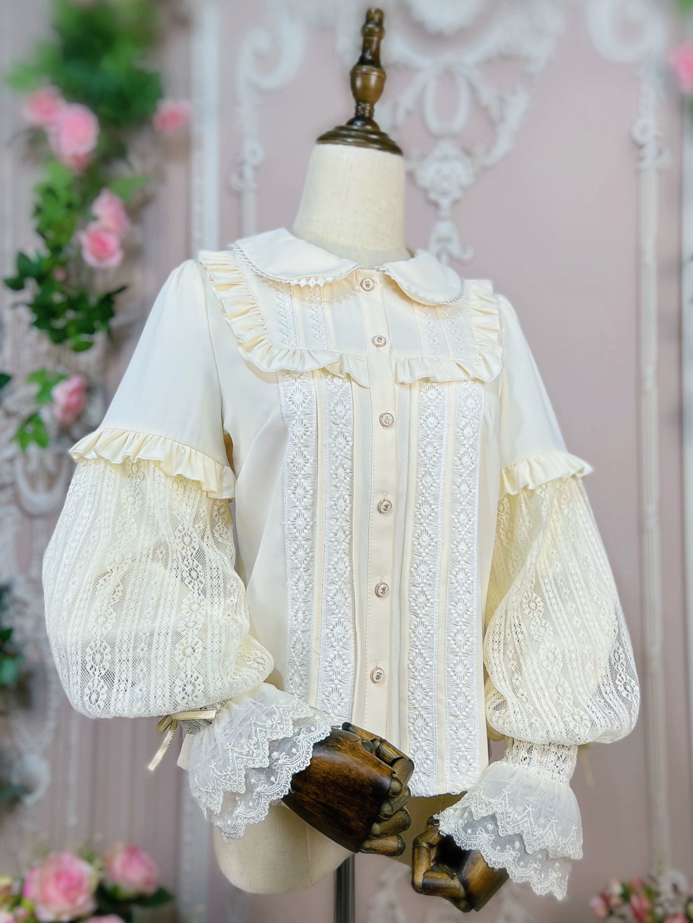 DMFS Lolita~Vintage Lolita Mutton Leg Sleeve Blouse Doll Collar Shirt   