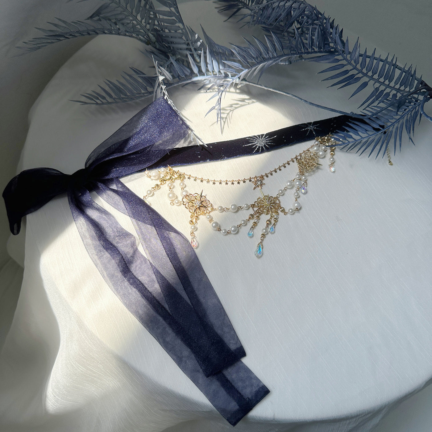 ZJstory~Elegant Lolita Accessory Handmade free size navy blue handmade necklace 